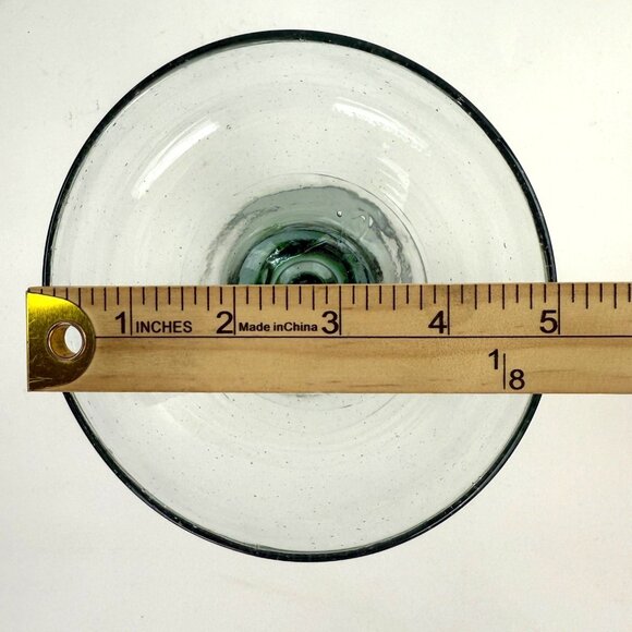 Mexican Cactus Margarita Glasses Hand Blown Green Stemmed Set Of 2 - Picture 7 of 8